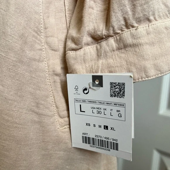 NWT ZARA linen button down midi shirt dress. Size L - Picture 10 of 10